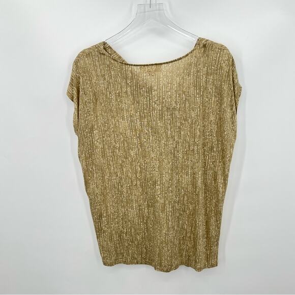 Michael Michael Kors tan striped twist front ruched cap sleeve V neck blouse XL - Picture 3 of 8